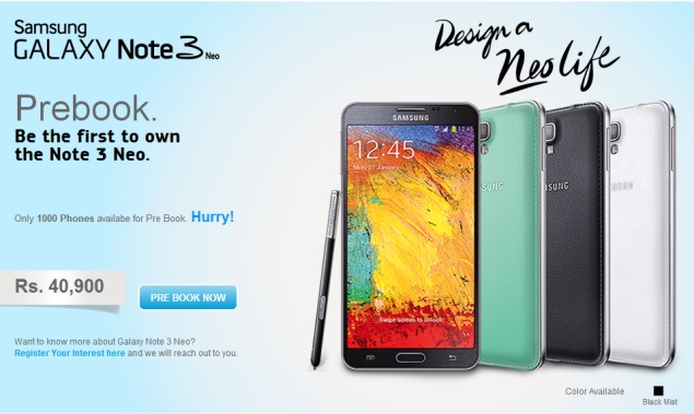 Samsung Galaxy Note 3 Neo with S Pen now up for pre-order in India